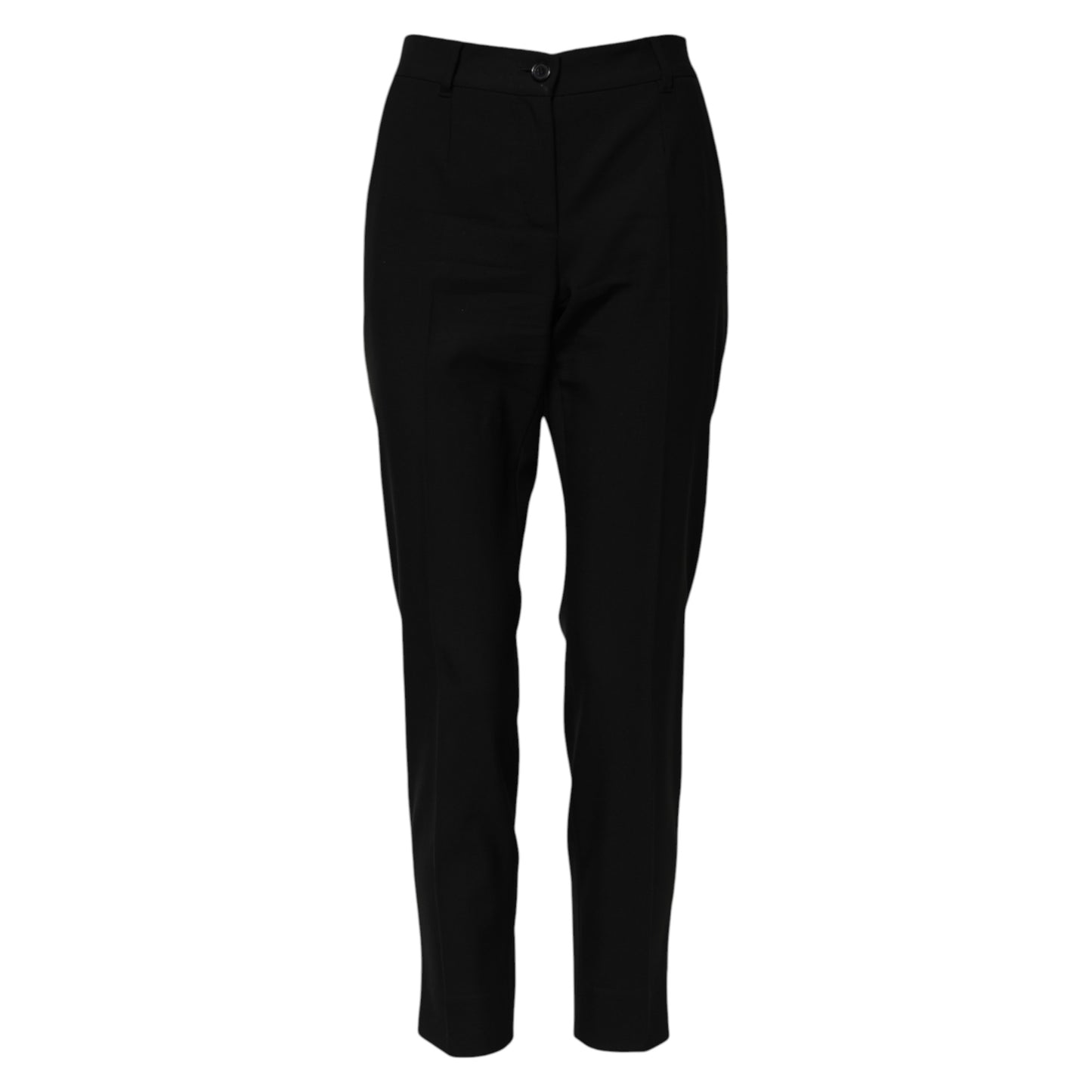Dolce & Gabbana – Schwarze, hoch taillierte Karottenhose aus Wolle