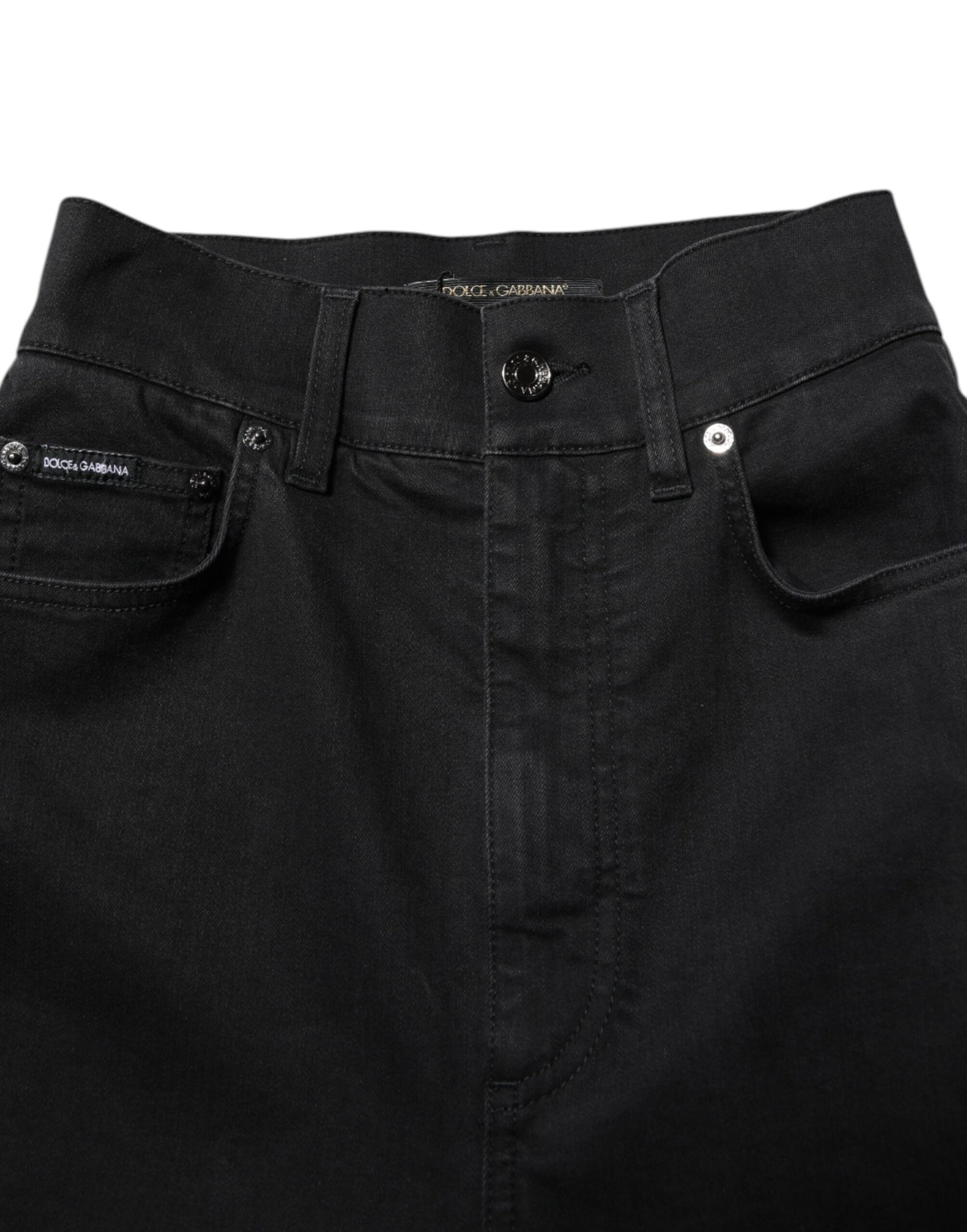 Dolce & Gabbana – Schwarze Skinny-Jeans aus Baumwolle mit hoher Taille
