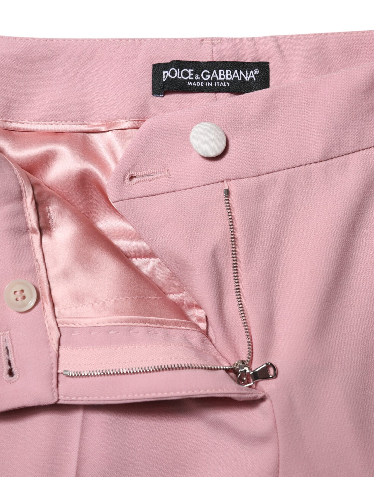 Dolce & Gabbana – Karottenhose aus rosa Wolle mit hoher Taille