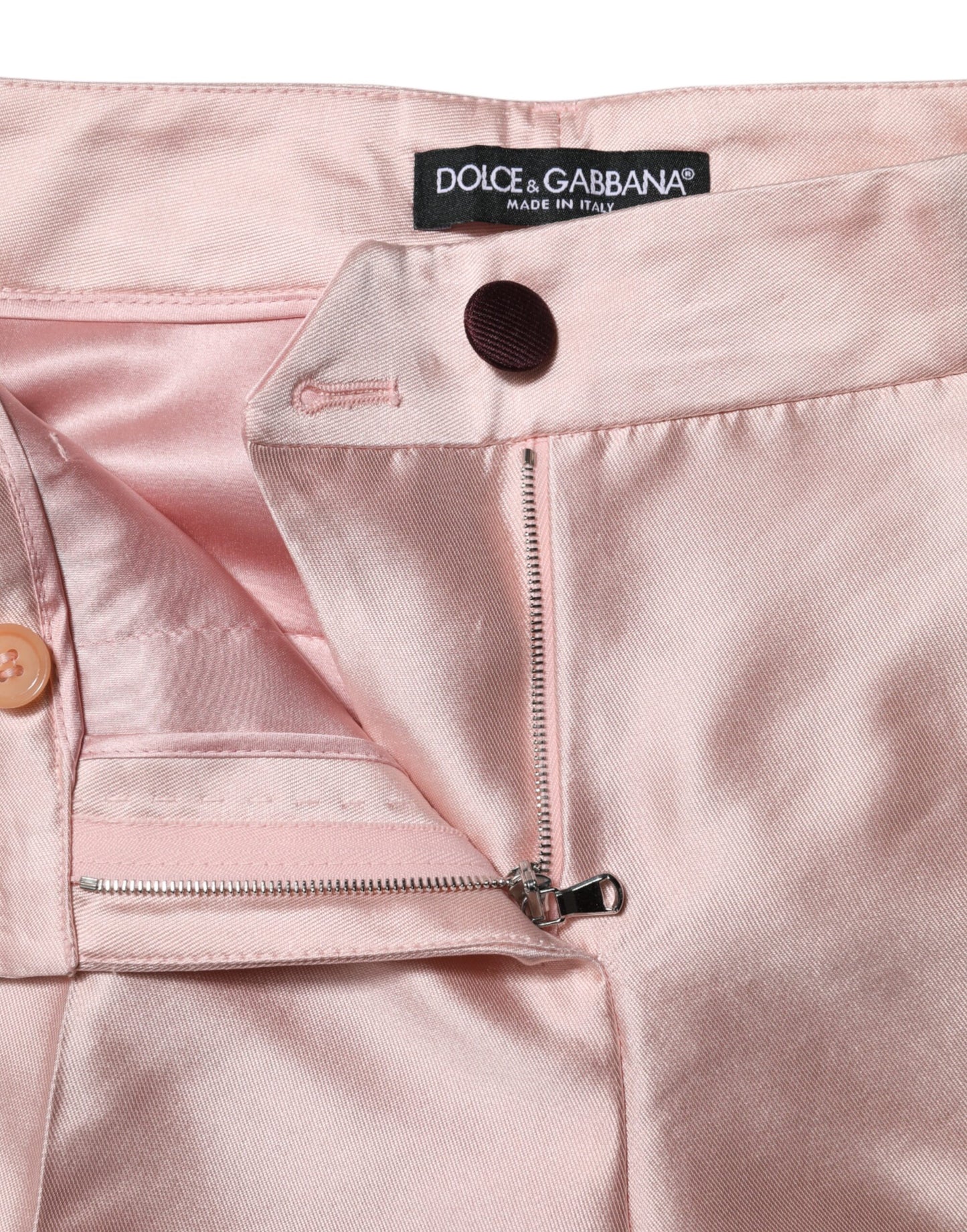 Dolce & Gabbana – Hoch taillierte Karottenhose aus rosa Satin