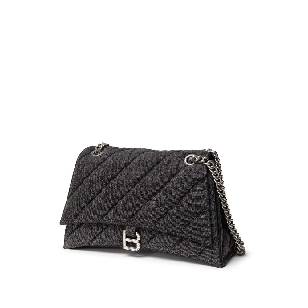 Balenciaga – Schultertasche aus schwarzem Stoff und Leder