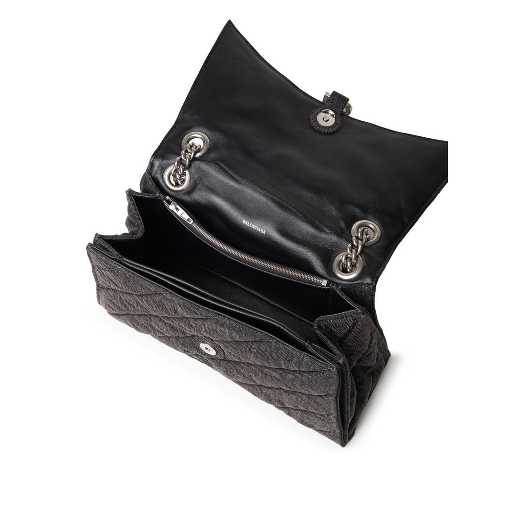 Balenciaga – Schultertasche aus schwarzem Stoff und Leder
