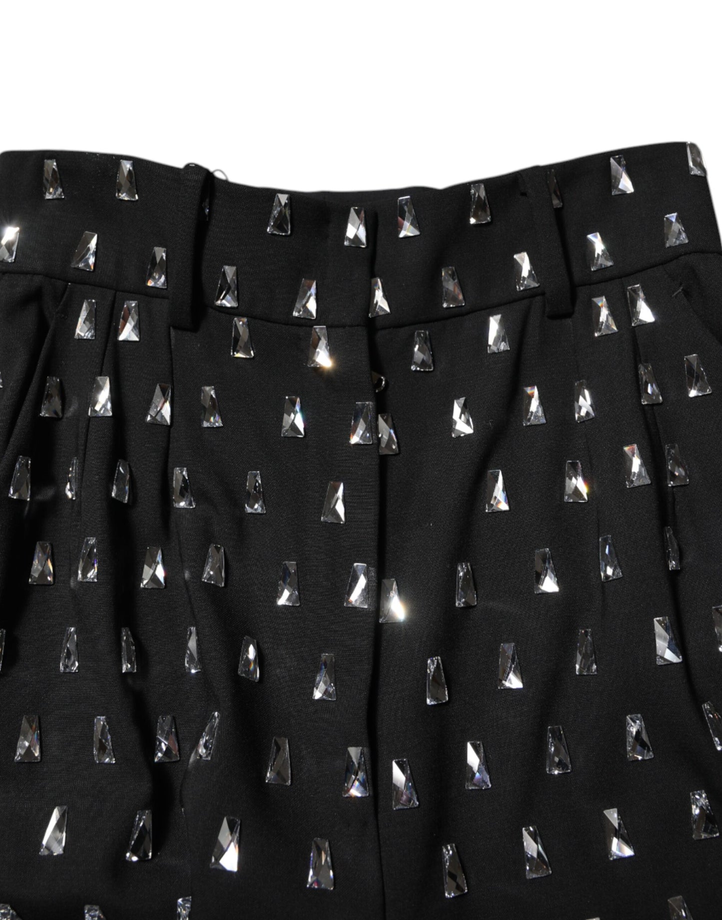 Dolce & Gabbana – Schwarze Hose mit weitem Bein und Kristallverzierung