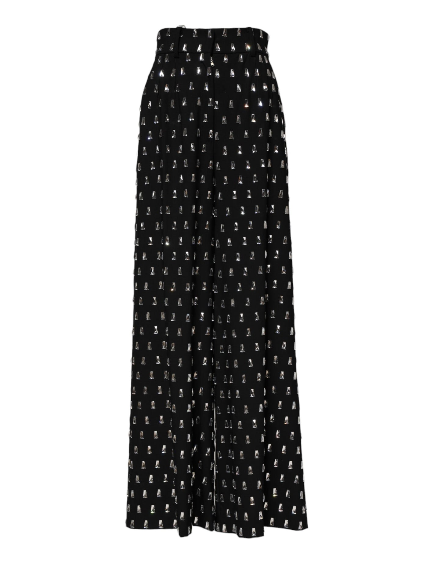 Dolce & Gabbana – Schwarze Hose mit weitem Bein und Kristallverzierung