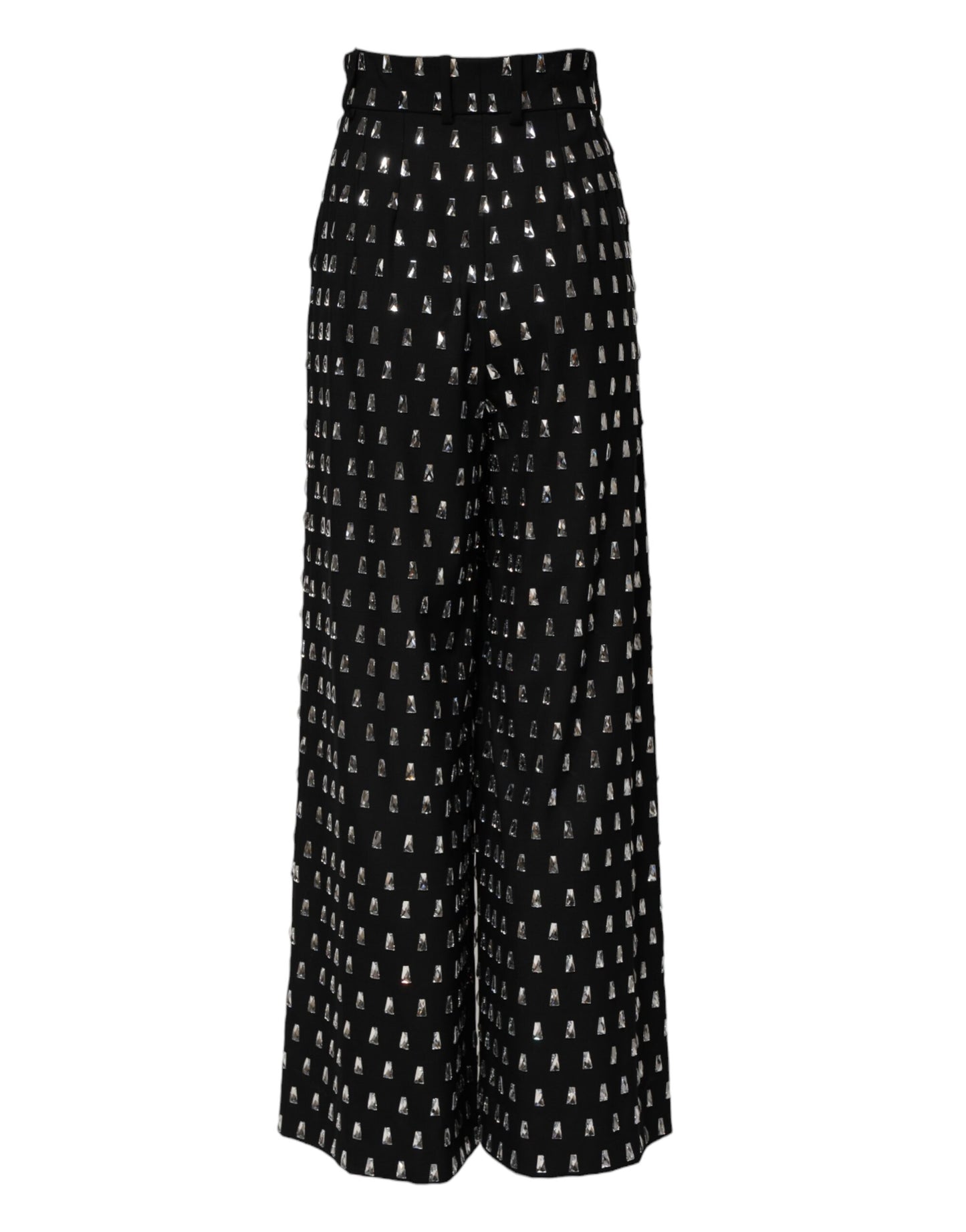 Dolce & Gabbana – Schwarze Hose mit weitem Bein und Kristallverzierung
