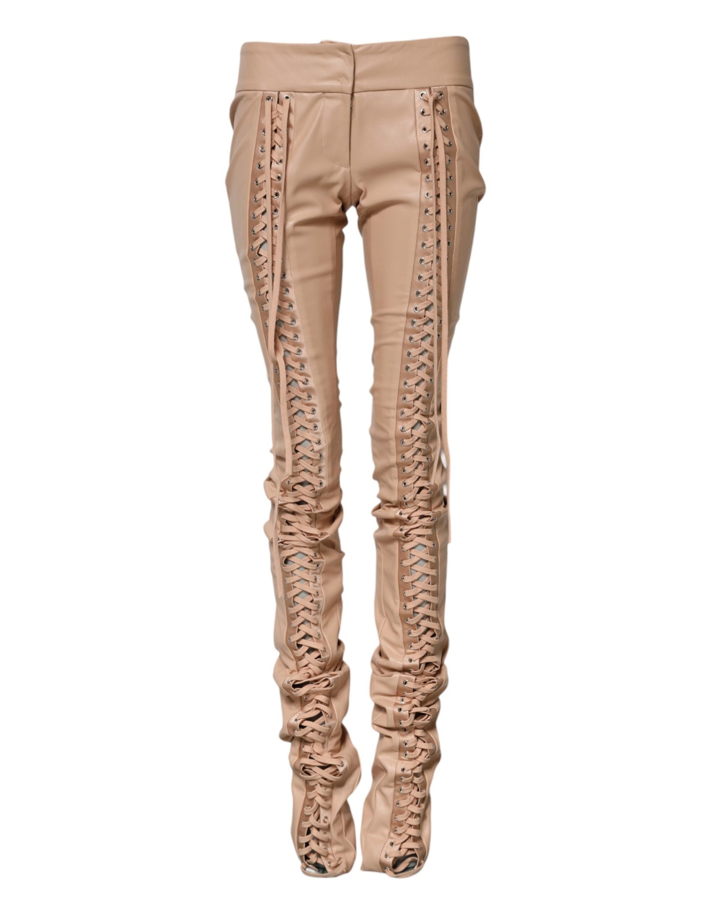 Dolce & Gabbana Beige Skinny-Hose mit mittelhohem Bund und Spitzendetails