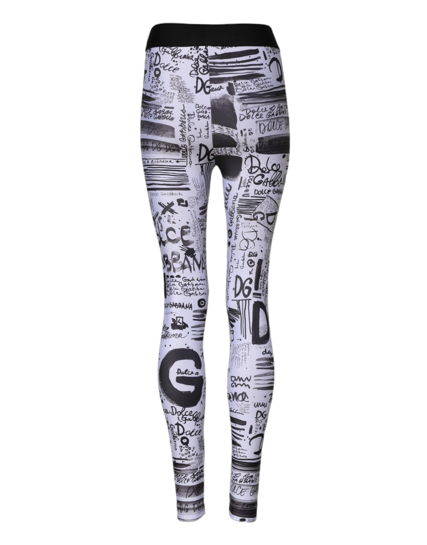 Dolce & Gabbana – Enge Leggings mit hoher Taille und Grafik in Weiß