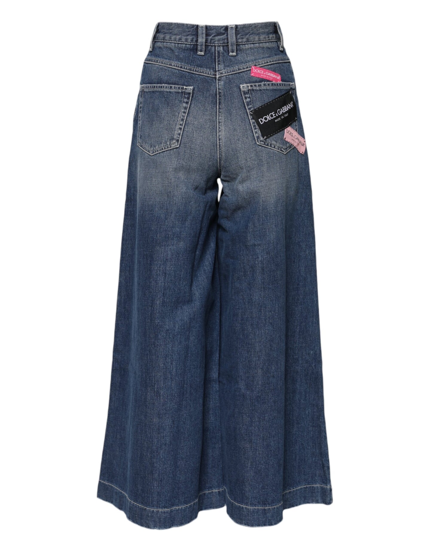 Dolce & Gabbana, Blaue Jeans aus Baumwolle mit hoher Taille und weitem Bein
