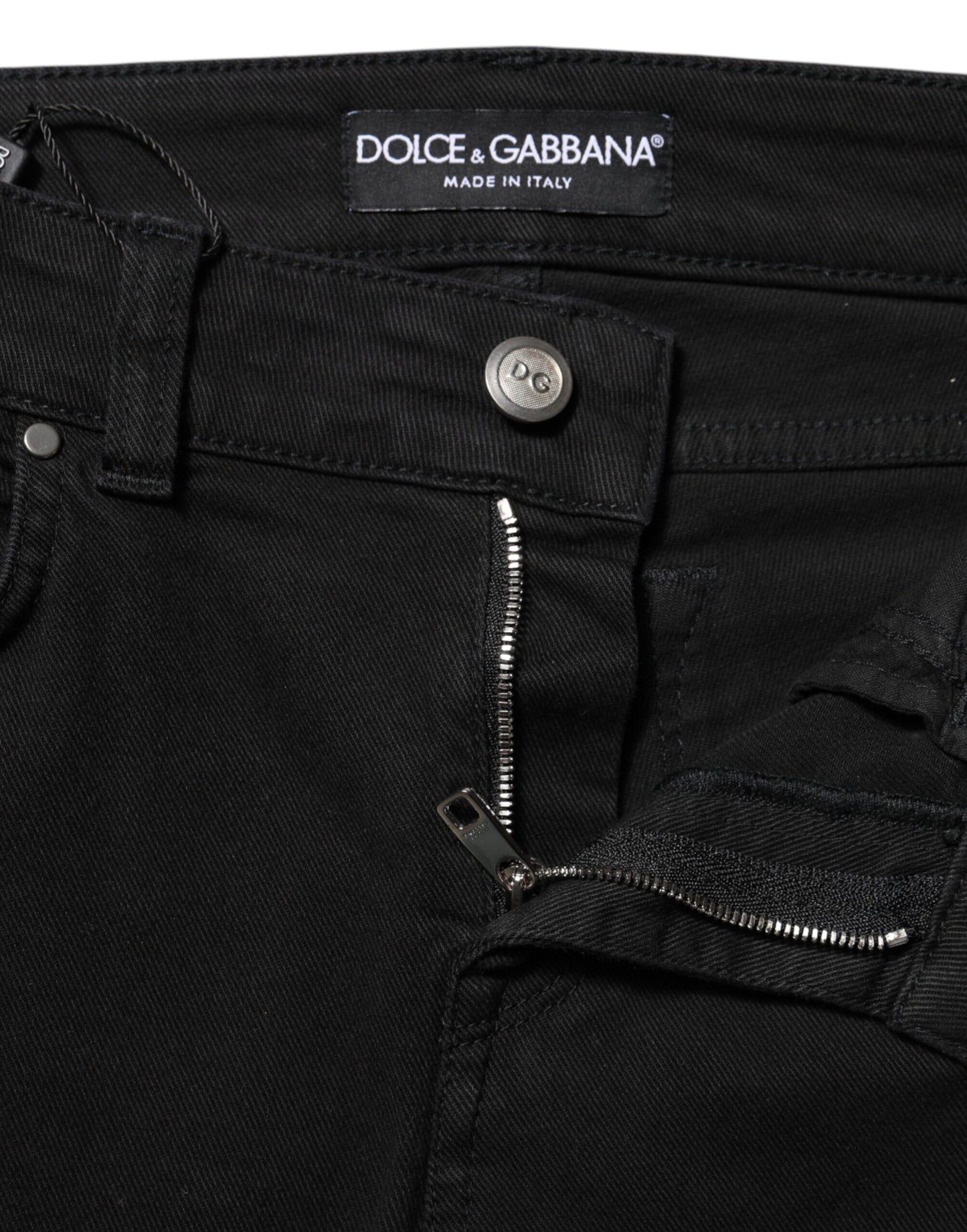 Dolce & Gabbana – Schwarze Skinny-Jeans aus Baumwolle mit mittlerer Taille