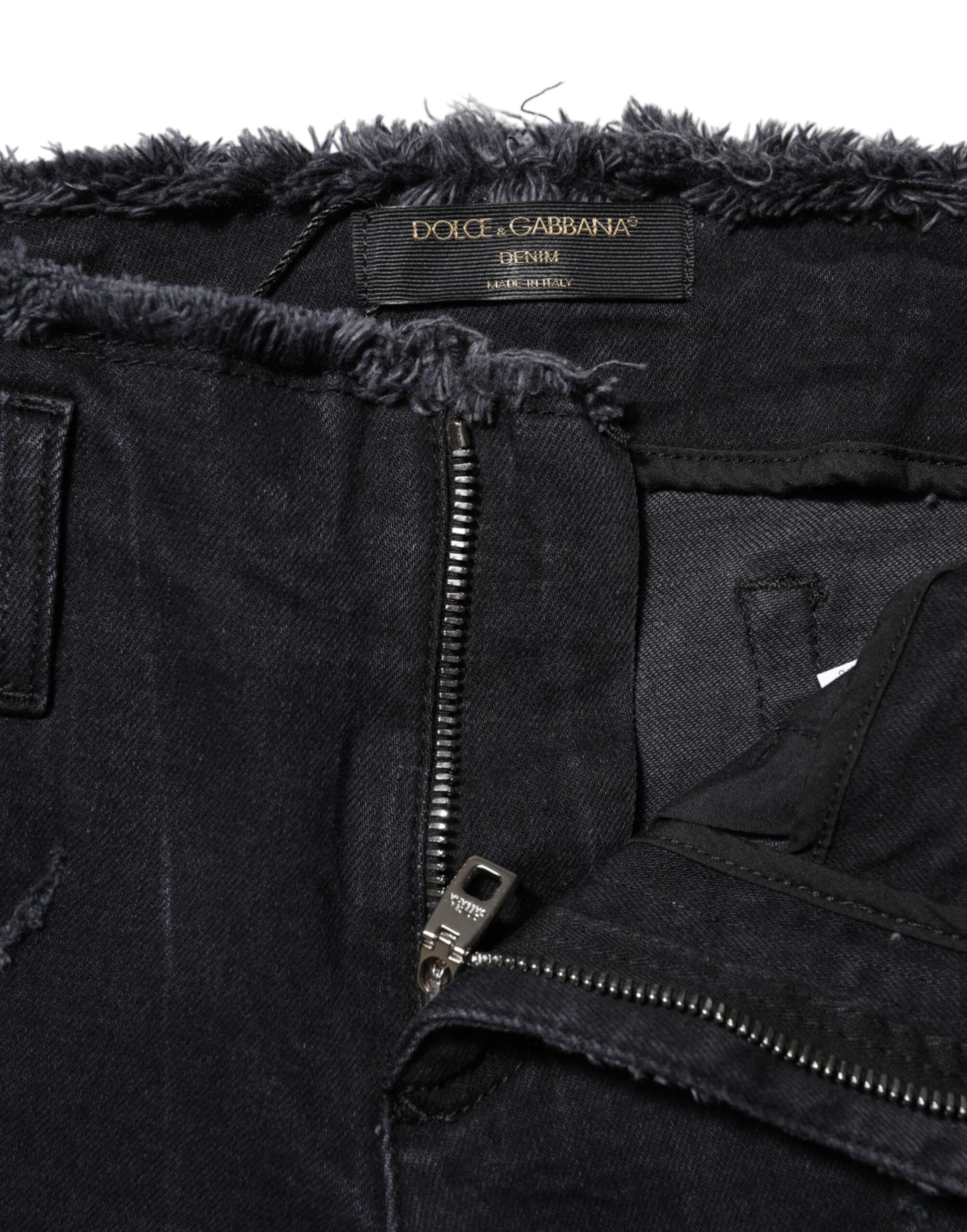 Dolce & Gabbana – Schwarze Skinny-Jeans aus zerfetzter Baumwolle