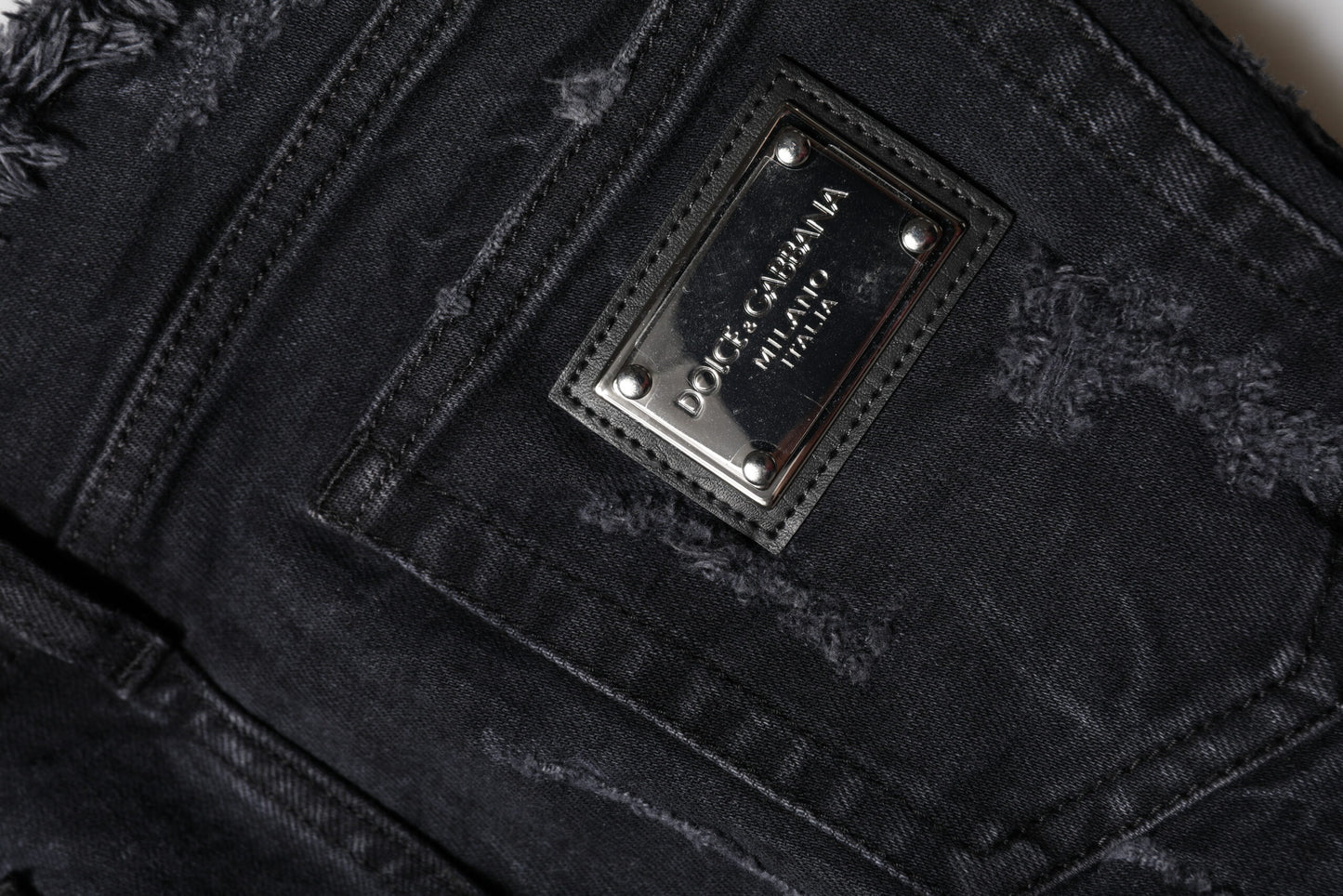 Dolce & Gabbana – Schwarze Skinny-Jeans aus zerfetzter Baumwolle
