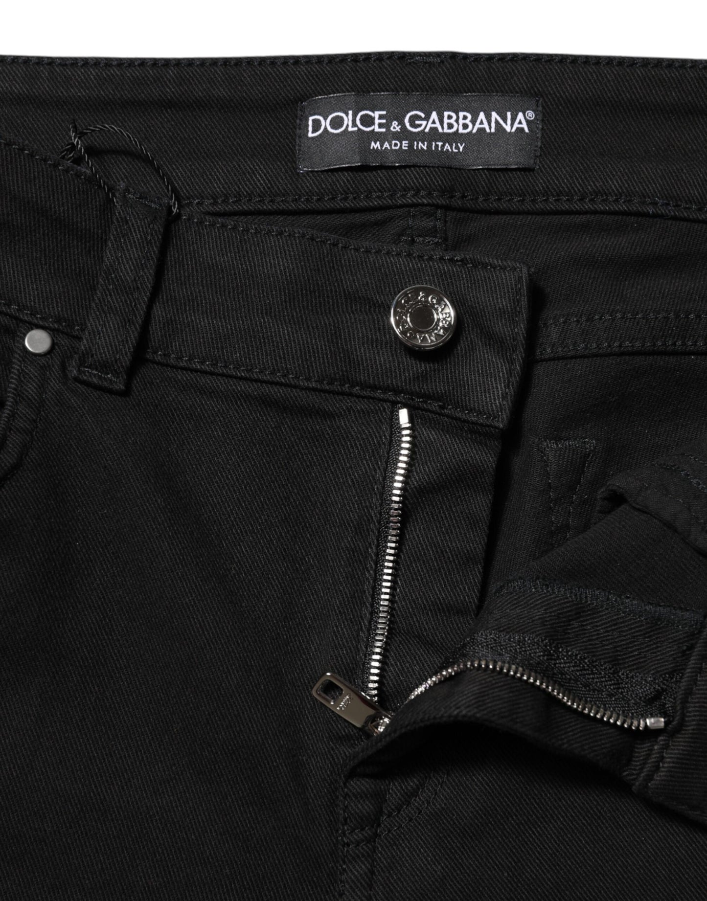 Dolce & Gabbana – Schwarze Skinny-Jeans aus Baumwolle mit mittlerer Taille