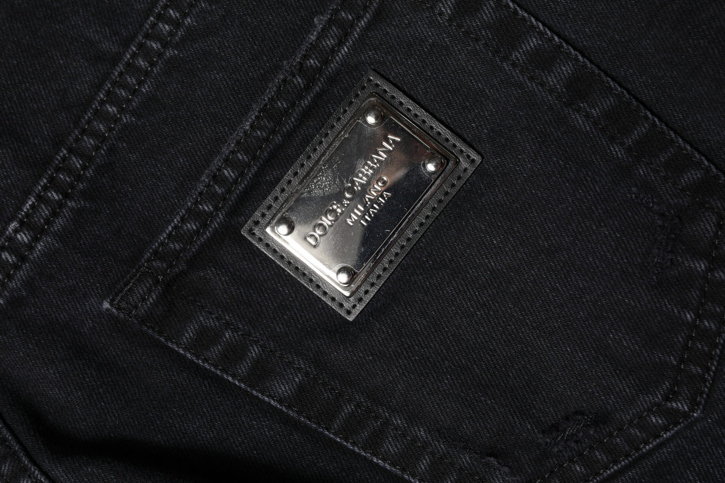 Dolce & Gabbana – Schwarze, zerfetzte Jeans aus Baumwolle mit mittlerer Taille