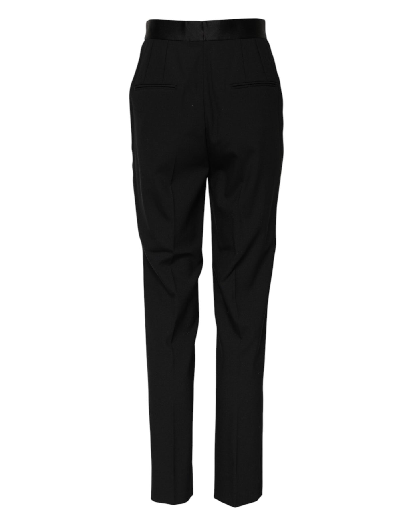 Dolce & Gabbana – Schwarze, konische Hose aus Wolle mit hoher Taille