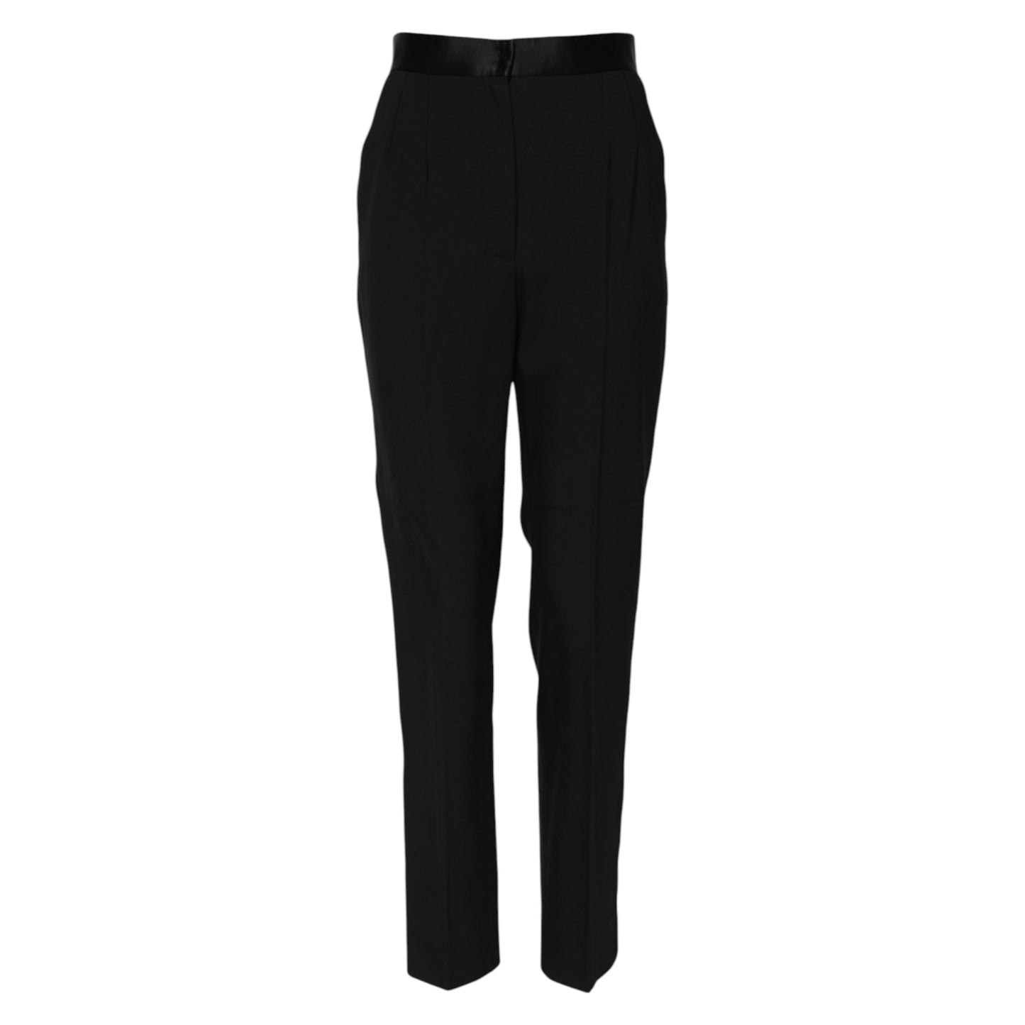 Dolce & Gabbana – Schwarze, konische Hose aus Wolle mit hoher Taille