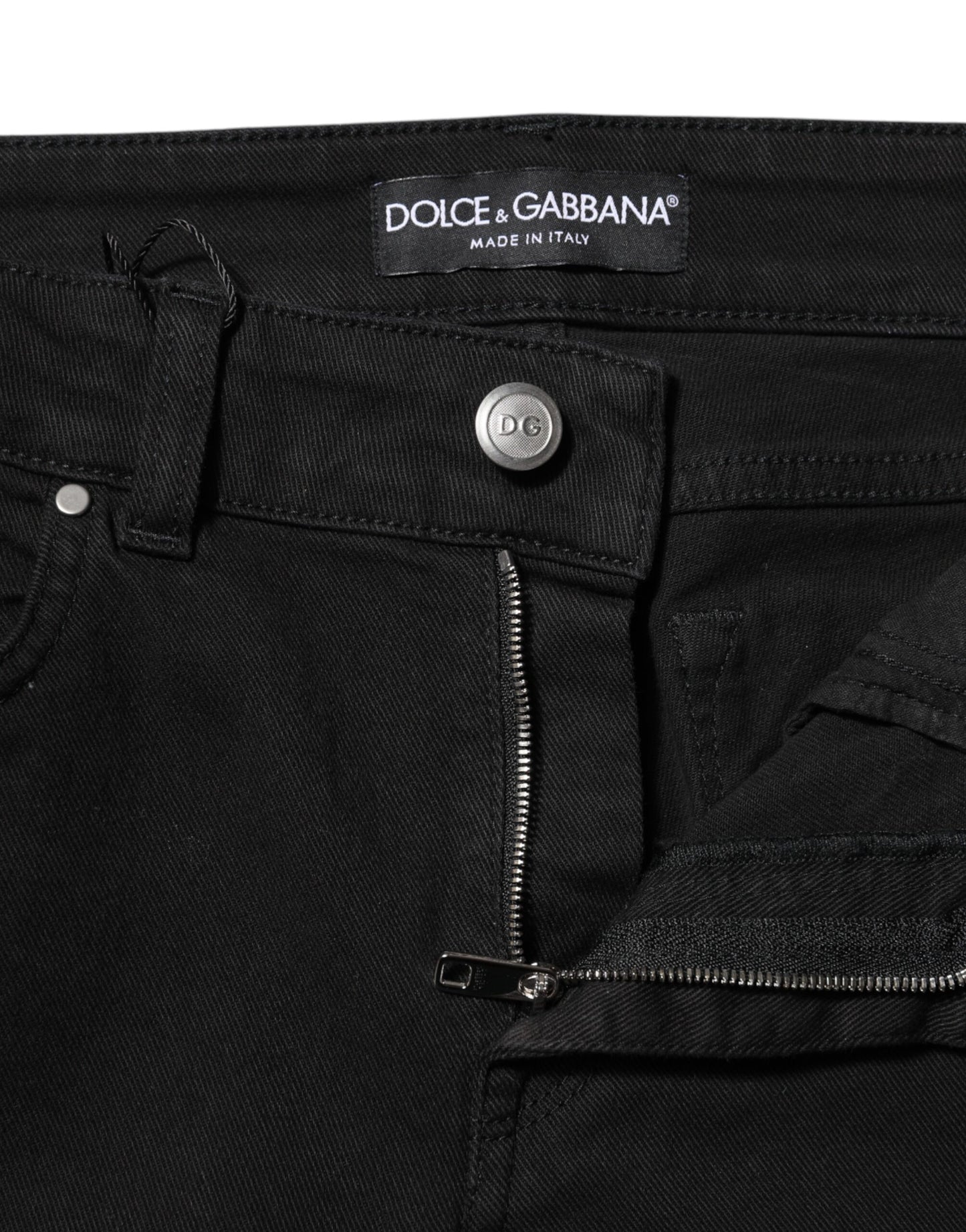 Dolce & Gabbana – Schwarze Skinny-Jeans aus Baumwolle mit mittlerer Taille