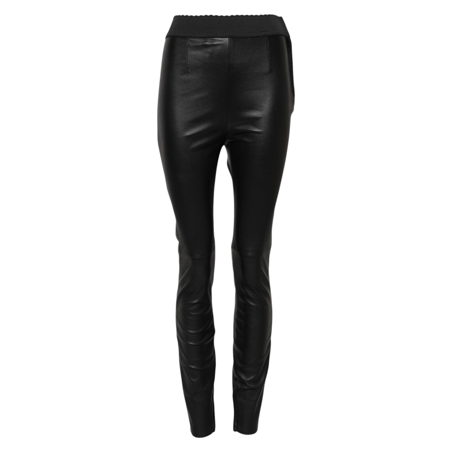 Dolce & Gabbana Schwarze Lederhose mit elastischer Taille