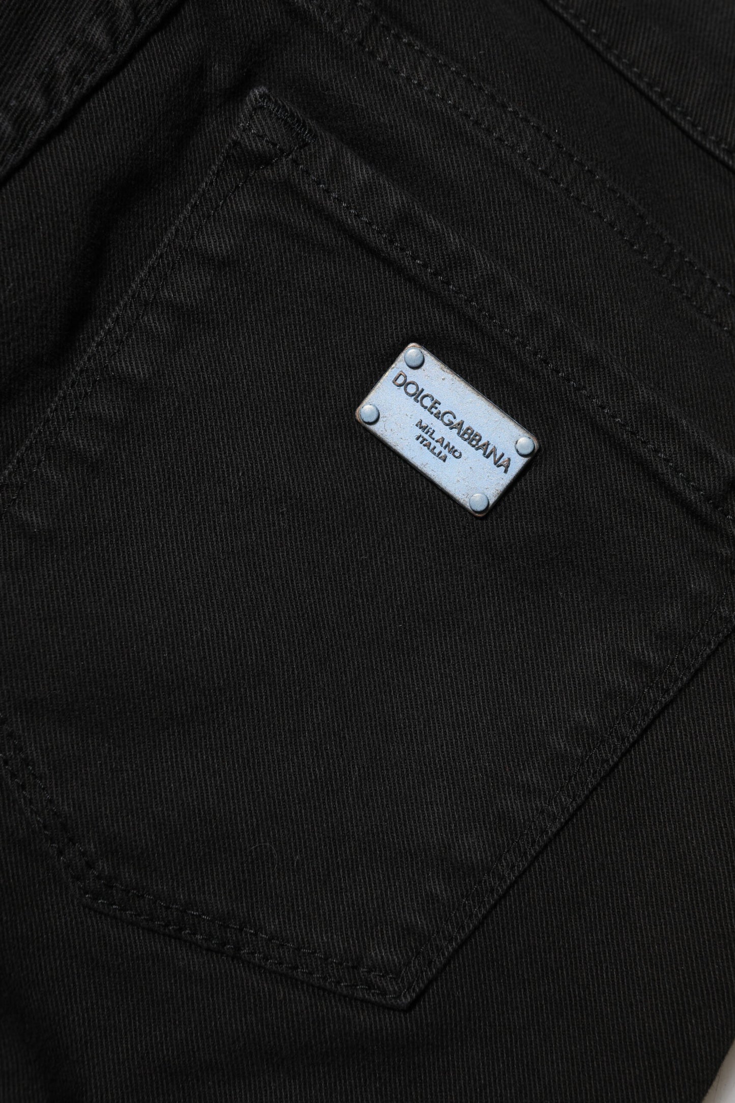 Dolce & Gabbana – Schwarze Skinny-Jeans aus Baumwoll-Denim mit Logo und mittlerer Taille