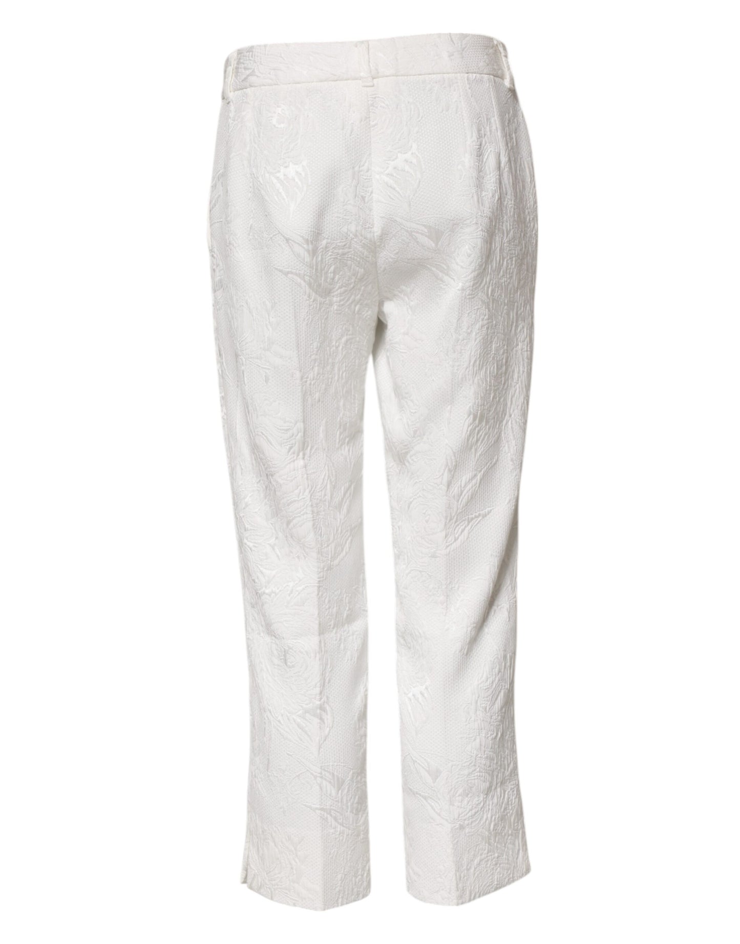 Dolce & Gabbana – Weiße Jacquardhose aus Baumwolle mit Blumenmuster