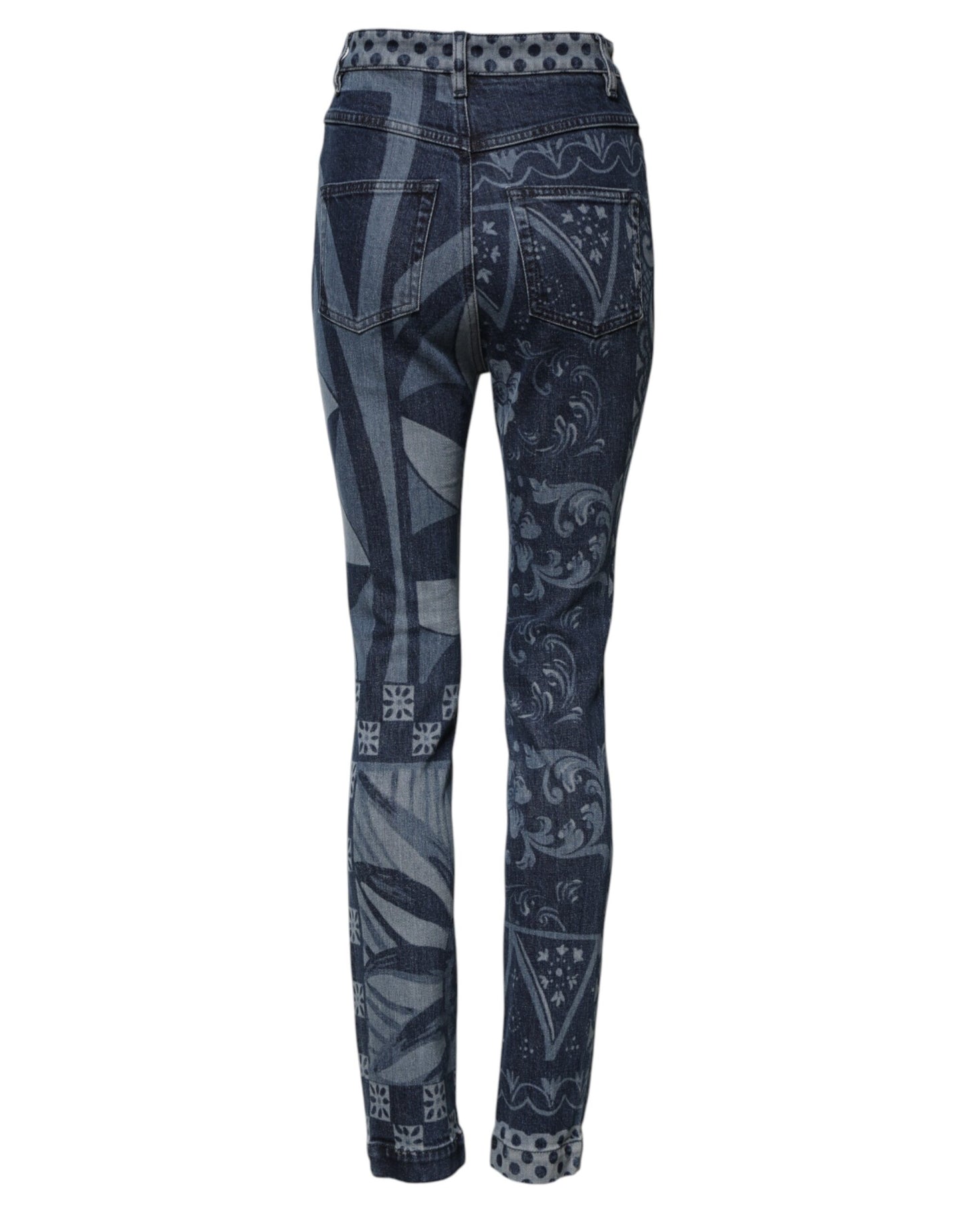 Dolce & Gabbana – Blaue Skinny-Jeans aus Baumwolle mit grafischem Print