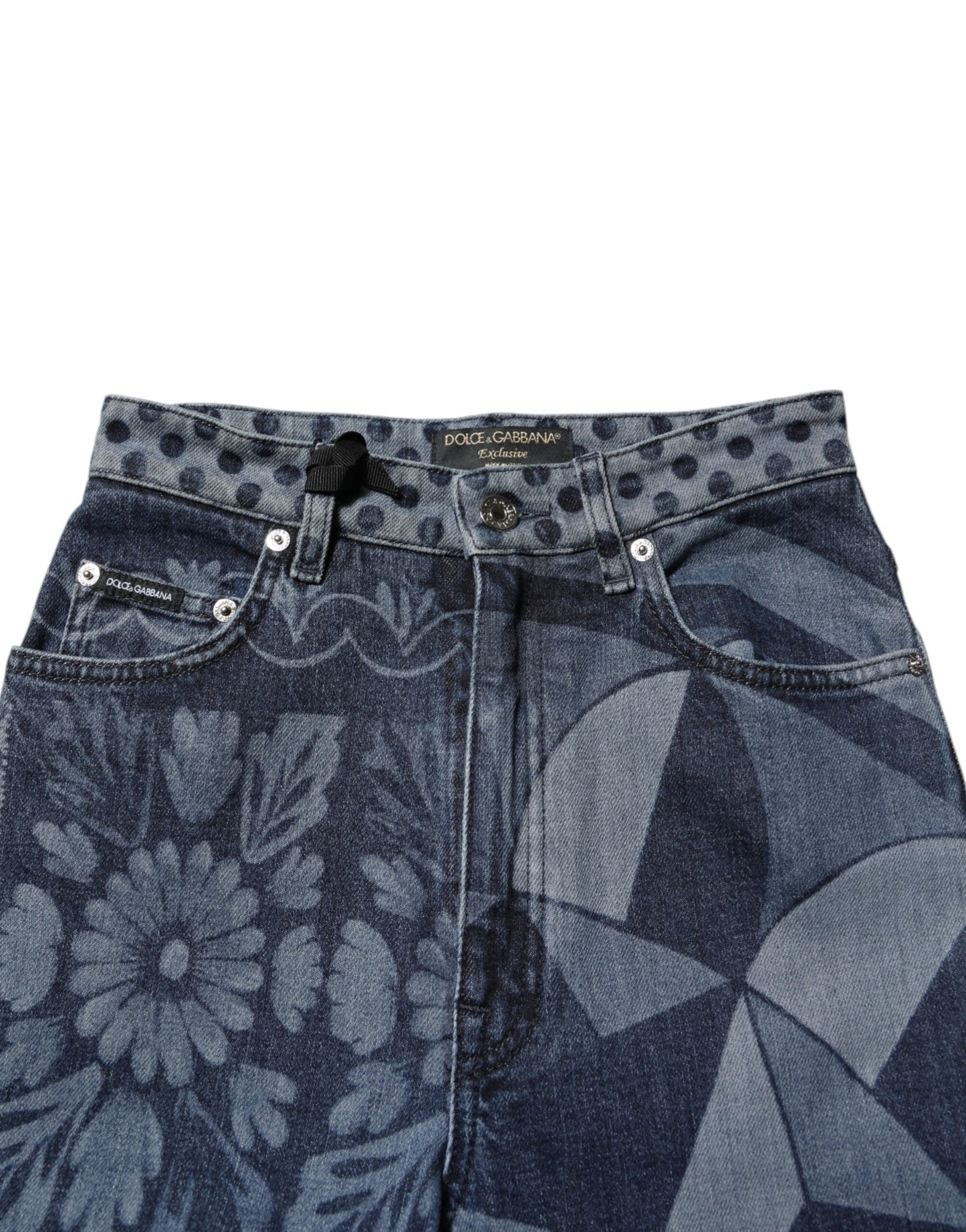 Dolce & Gabbana – Blaue Skinny-Jeans aus Baumwolle mit grafischem Print