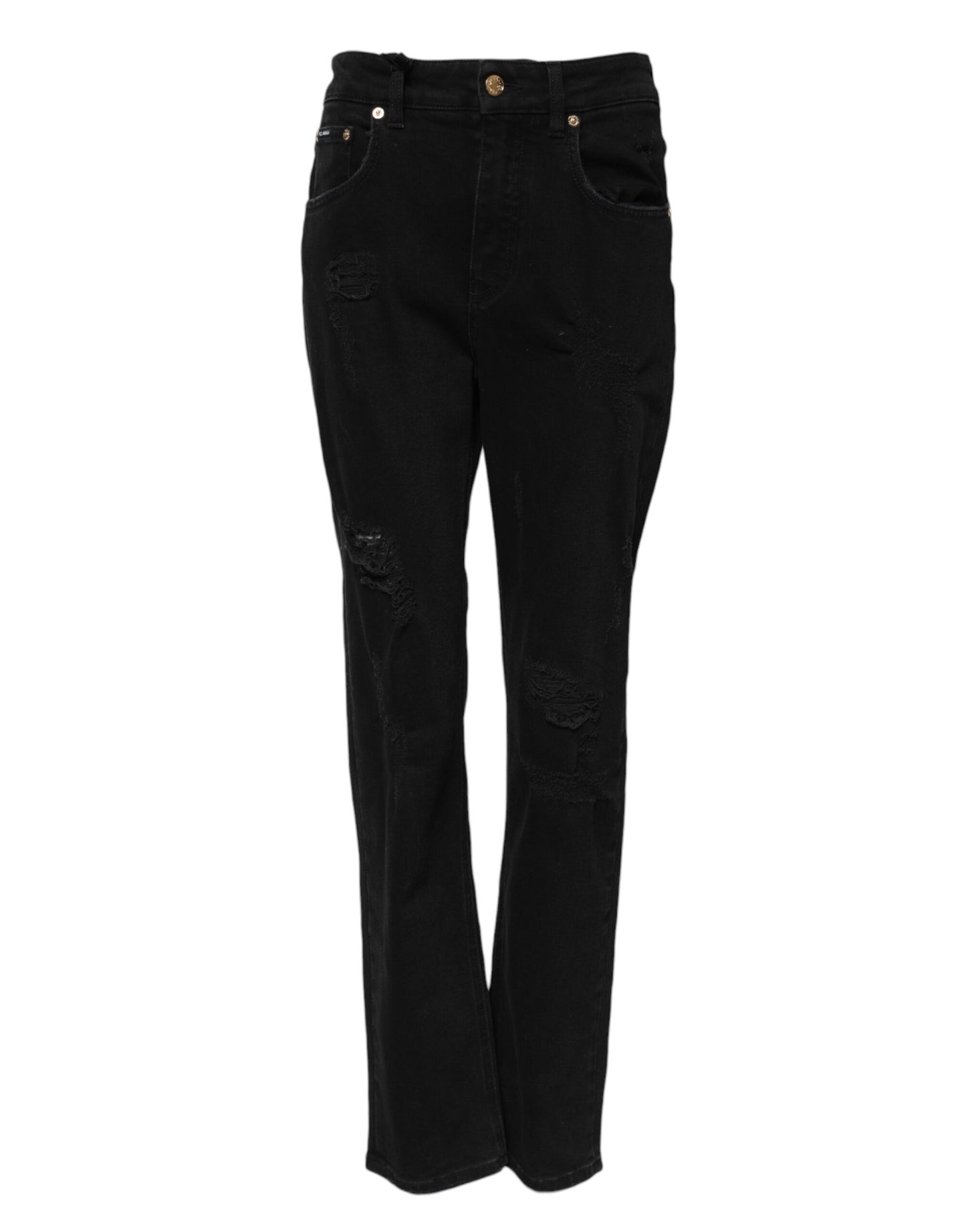 Dolce & Gabbana – Schwarze Boyfriend-Jeans aus Baumwoll-Schlagjeans