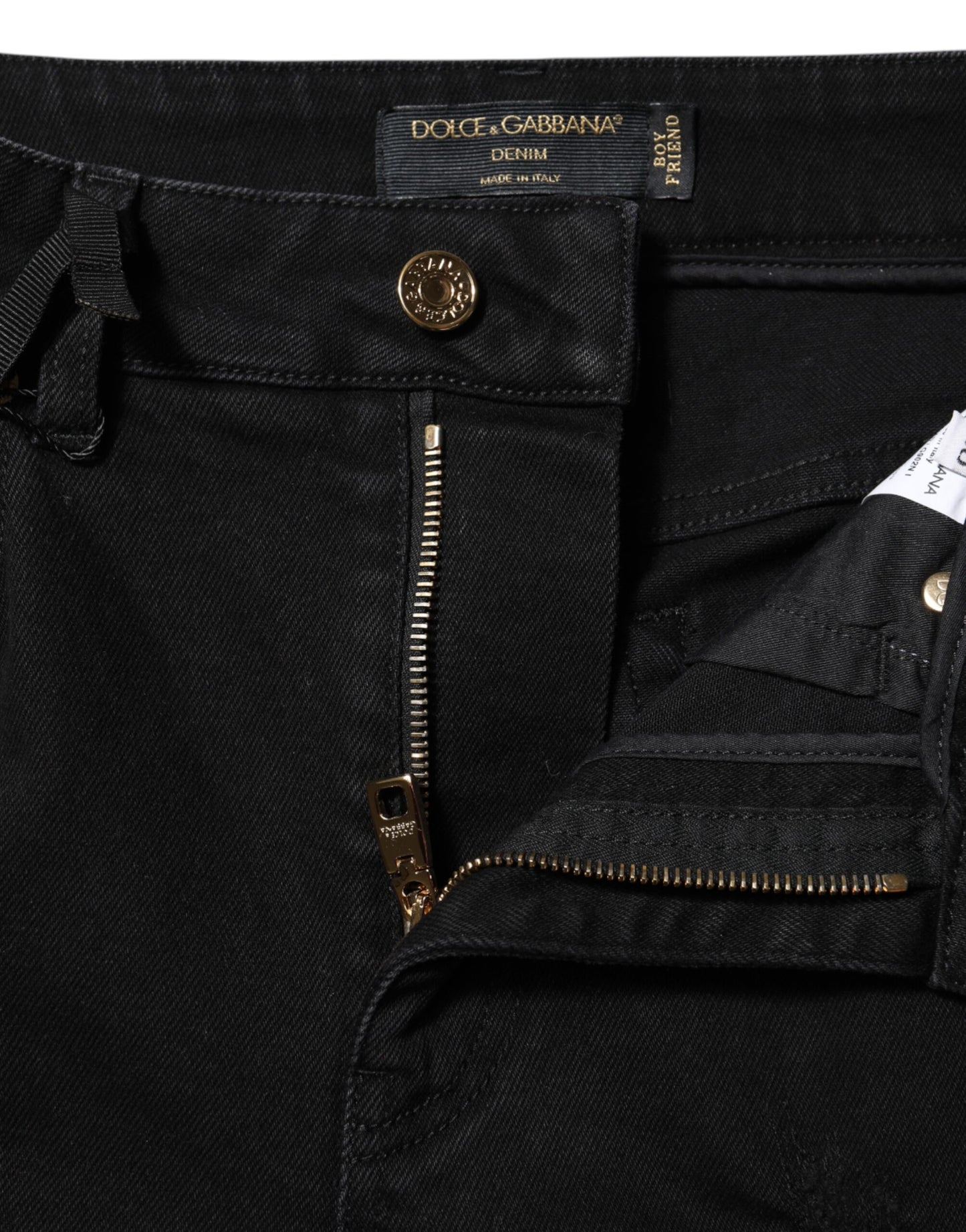 Dolce & Gabbana – Schwarze Boyfriend-Jeans aus Baumwoll-Schlagjeans