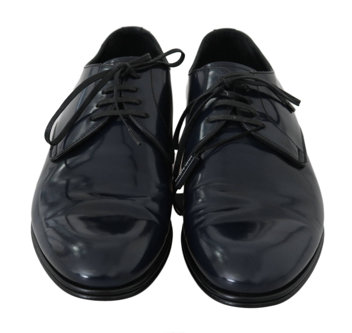Dolce & Gabbana Blaues Lederkleid Derby Formelle Herrenschuhe