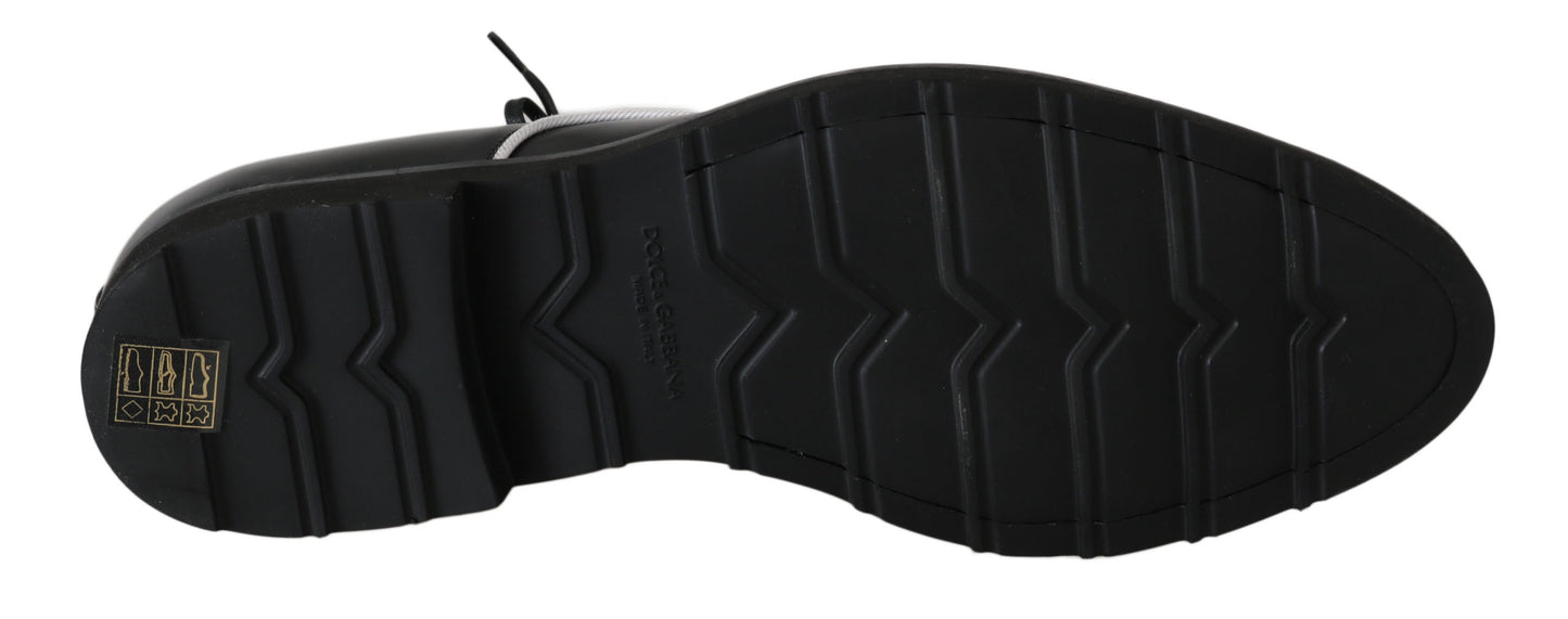 Dolce & Gabbana – Derby-Schuhe aus schwarzem Leder mit weißer Linie