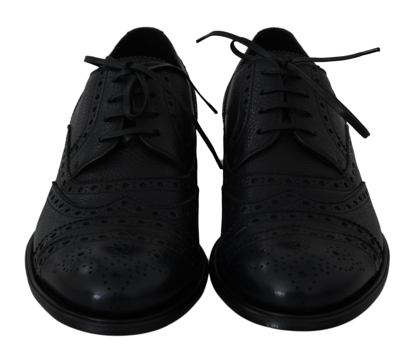 Dolce & Gabbana – Oxford-Schuhe aus blauem Leder mit Flügelkappe