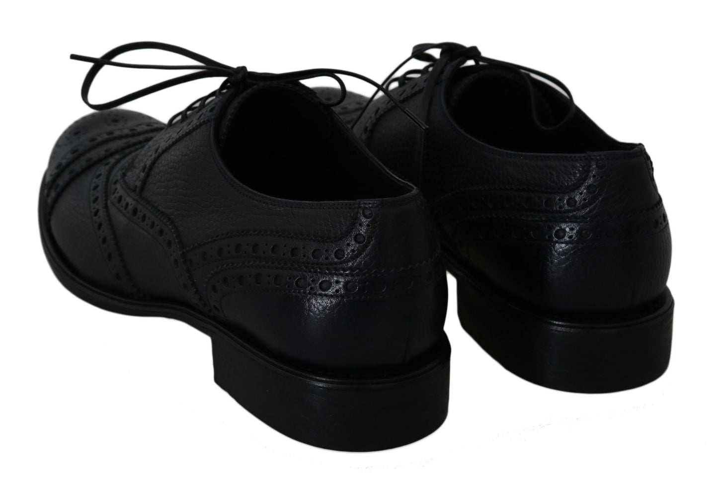 Dolce & Gabbana – Oxford-Schuhe aus blauem Leder mit Flügelkappe