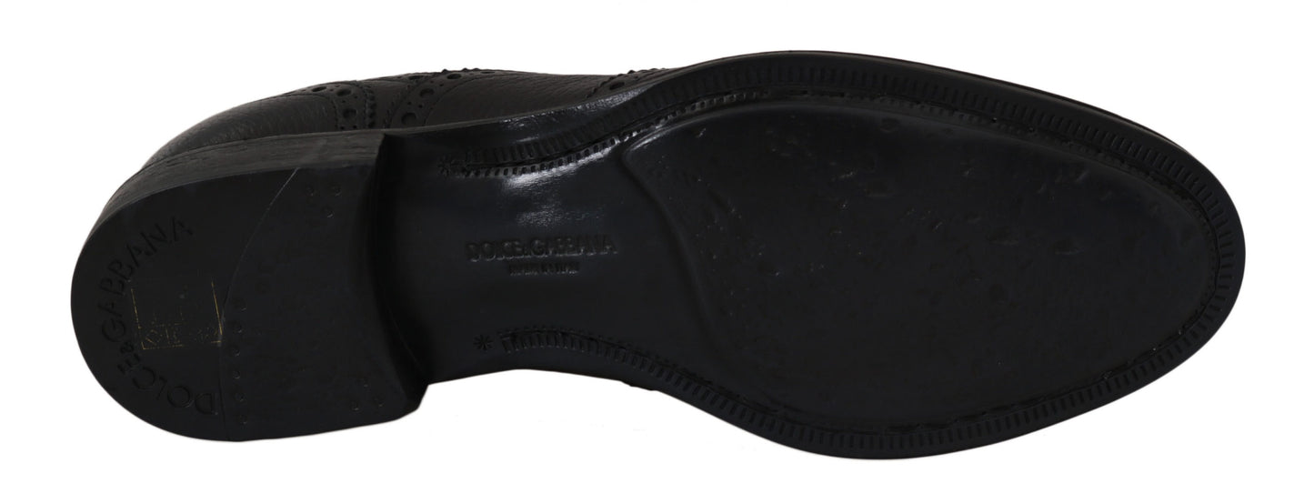 Dolce & Gabbana – Oxford-Schuhe aus blauem Leder mit Flügelkappe