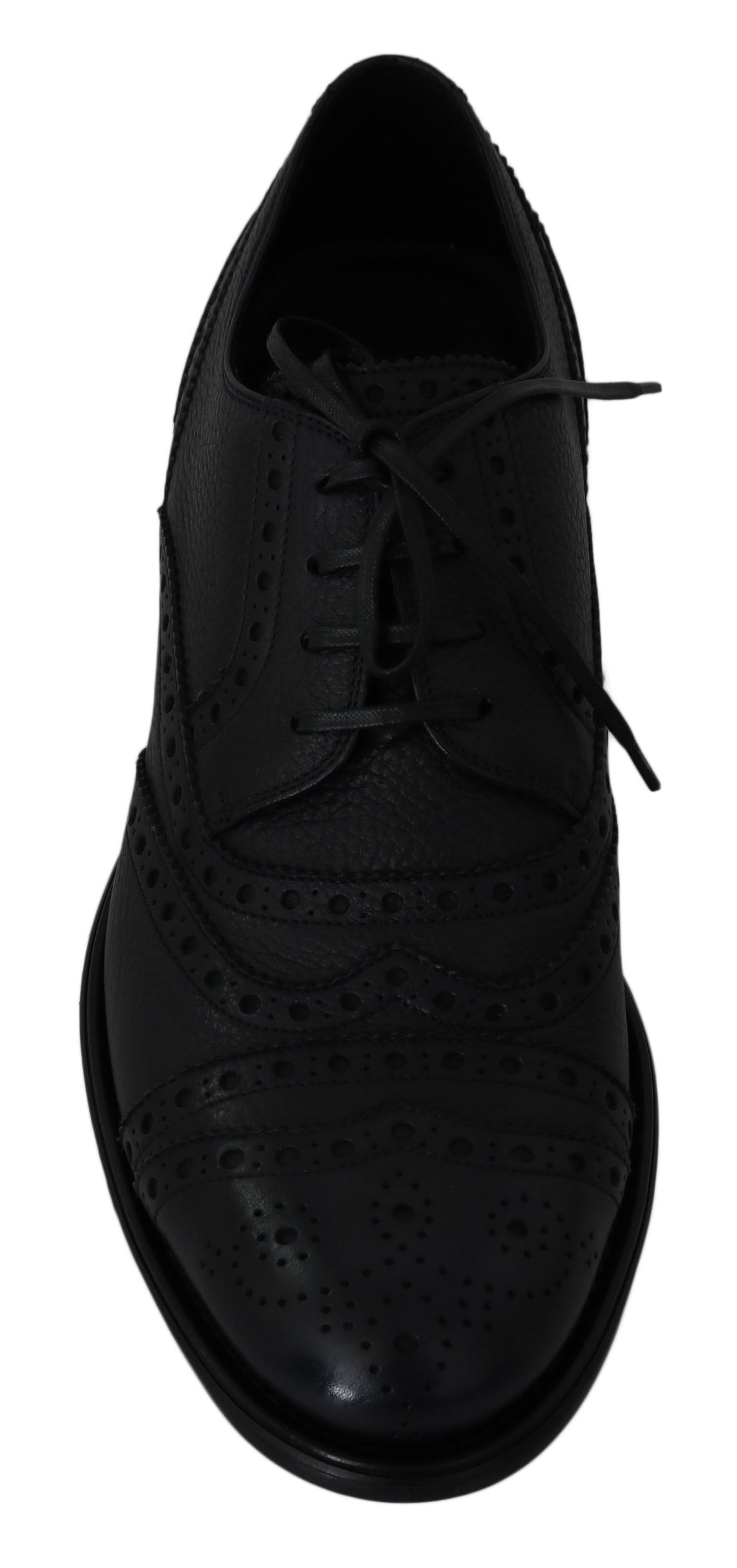 Dolce & Gabbana – Oxford-Schuhe aus blauem Leder mit Flügelkappe