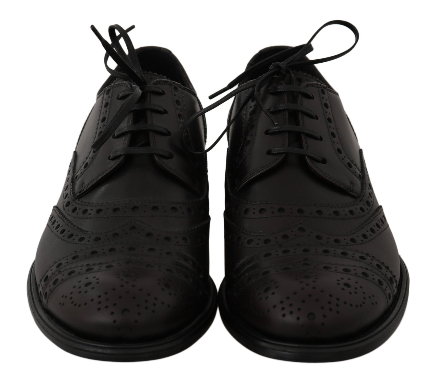 Dolce & Gabbana – Oxford-Schuhe aus schwarzem Leder mit Flügelkappe