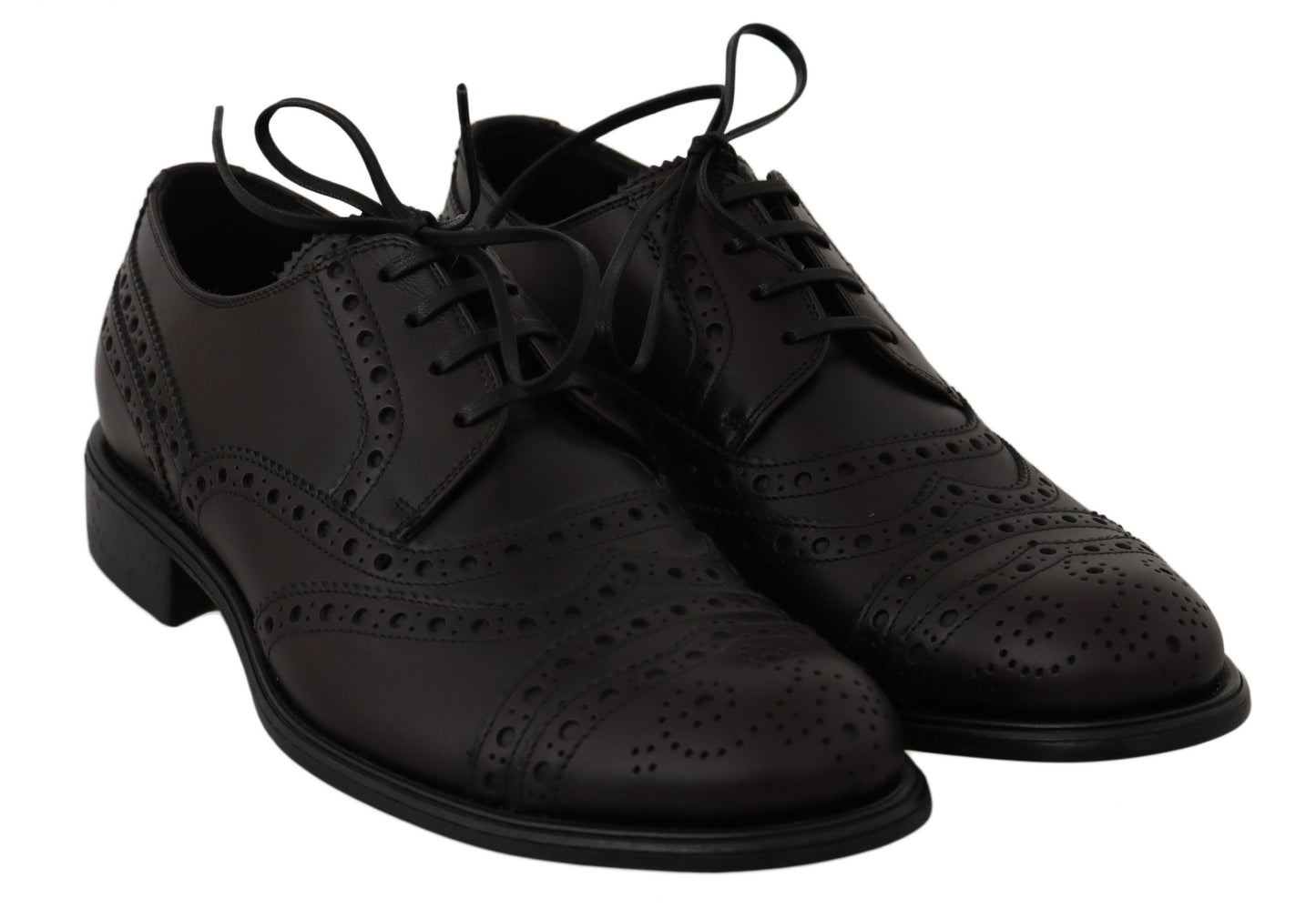 Dolce & Gabbana – Oxford-Schuhe aus schwarzem Leder mit Flügelkappe