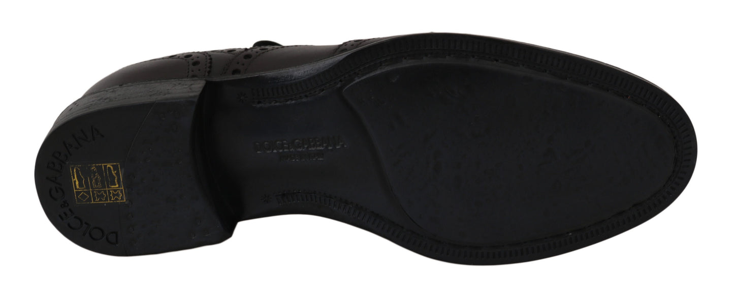 Dolce & Gabbana – Oxford-Schuhe aus schwarzem Leder mit Flügelkappe