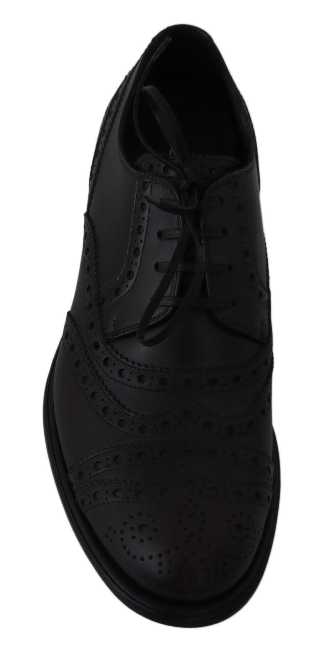 Dolce & Gabbana – Oxford-Schuhe aus schwarzem Leder mit Flügelkappe
