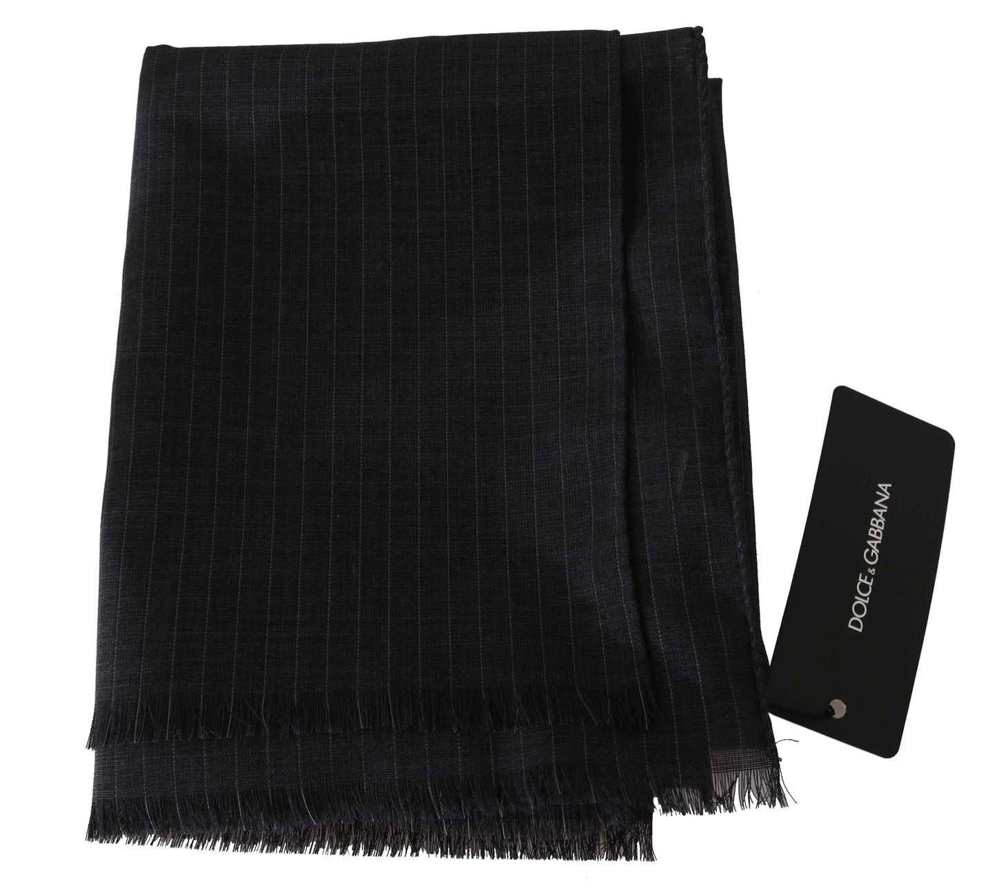 Dolce & Gabbana – Grauer Wickelschal aus 100 % Wolle mit Streifenmuster