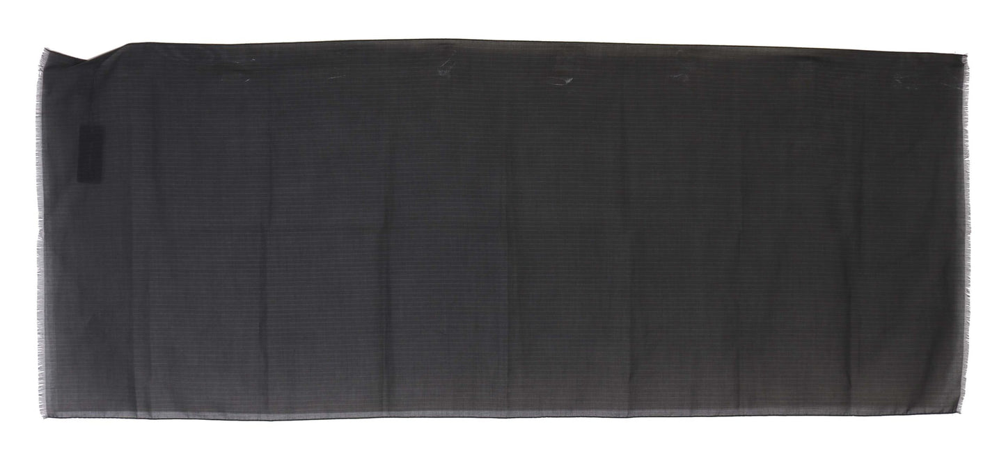 Dolce & Gabbana – Grauer Wickelschal aus 100 % Wolle mit Streifenmuster