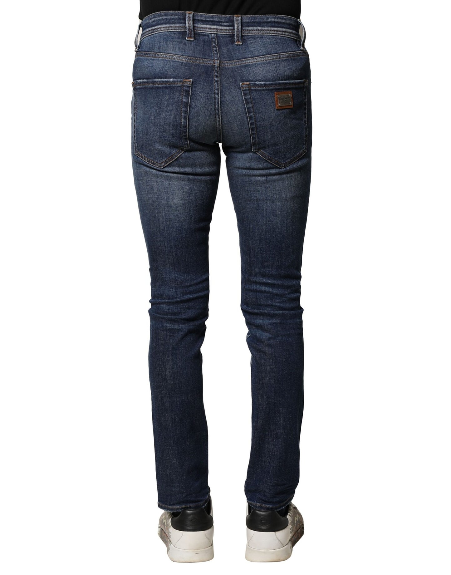Dolce & Gabbana Blaue Slim Fit-Jeans aus gewaschener Baumwolle für Herren