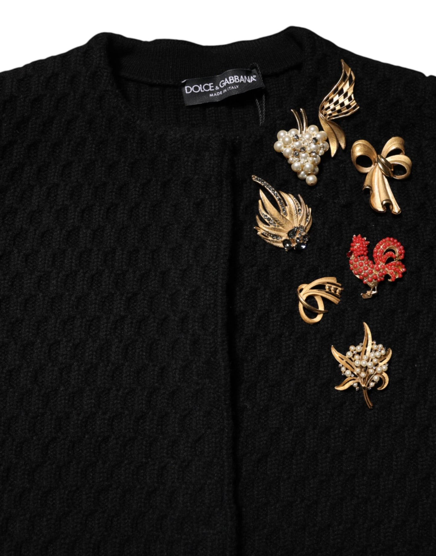 Dolce & Gabbana – Gesteppte, verzierte Jacke aus schwarzem Kaschmir
