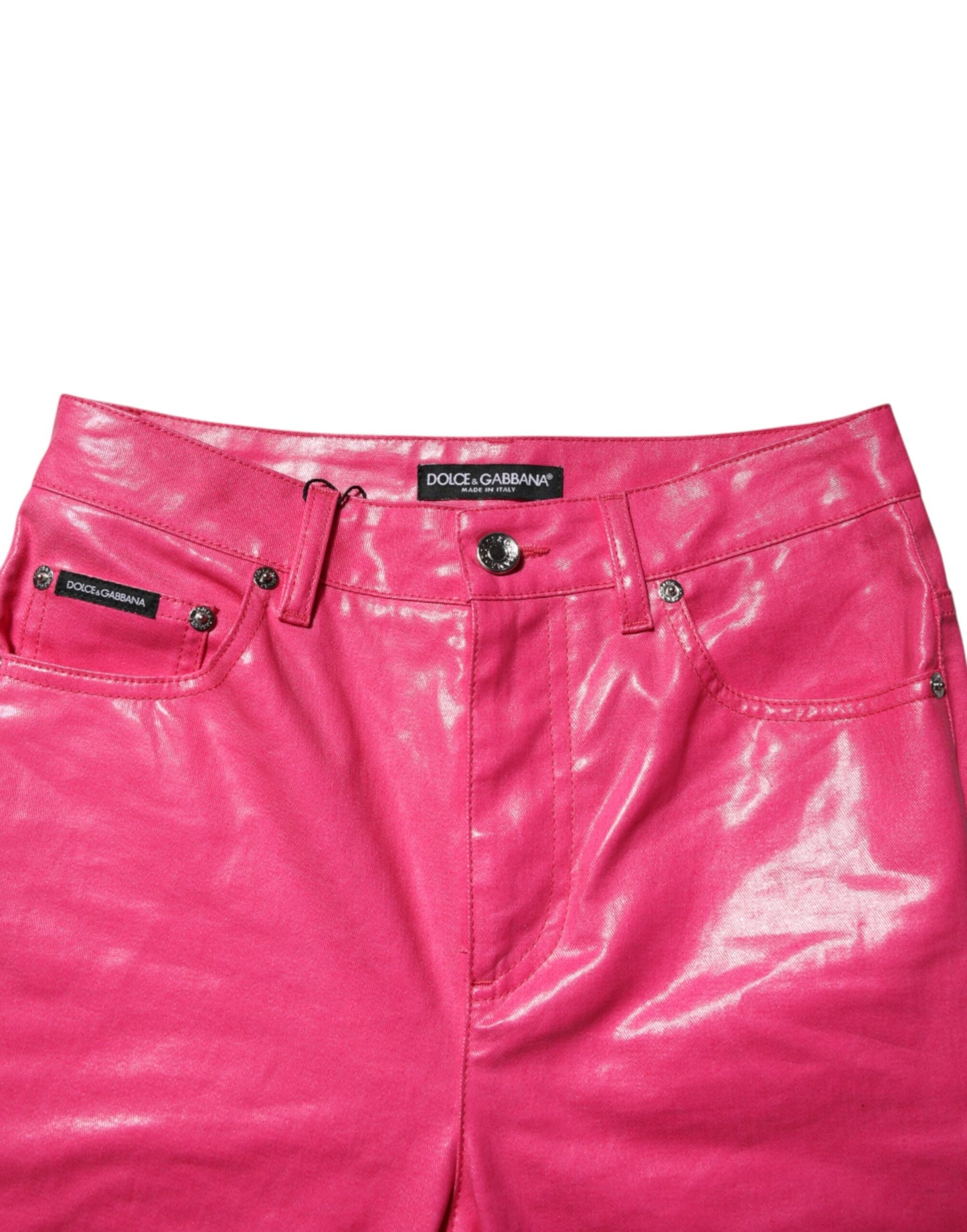 Dolce & Gabbana – Skinny-Jeans aus rosa Baumwolle mit hoher Taille