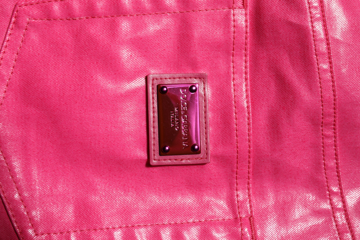 Dolce & Gabbana – Skinny-Jeans aus rosa Baumwolle mit hoher Taille