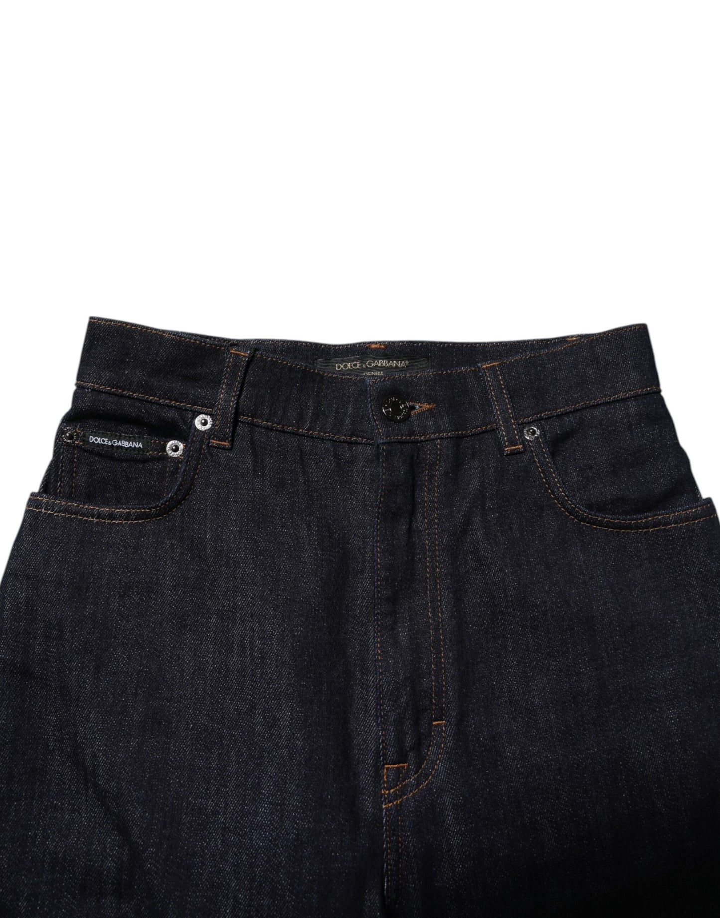 Dolce & Gabbana – Hoch taillierte Schlagjeans aus blauer Baumwolle
