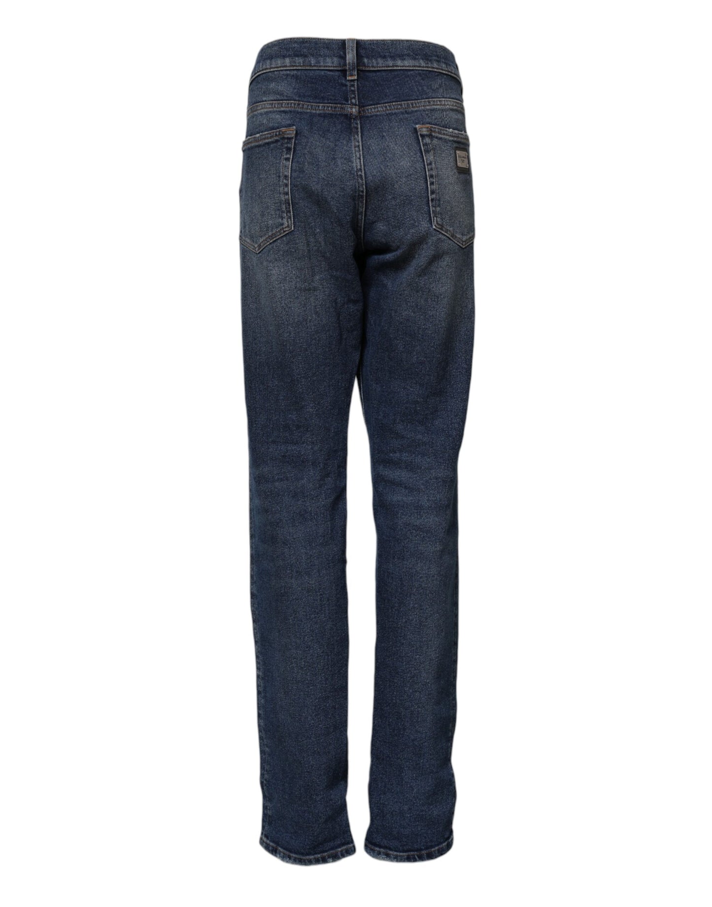 Dolce & Gabbana – Gerade geschnittene Jeans aus Baumwolle mit mittlerer Taille in Blau