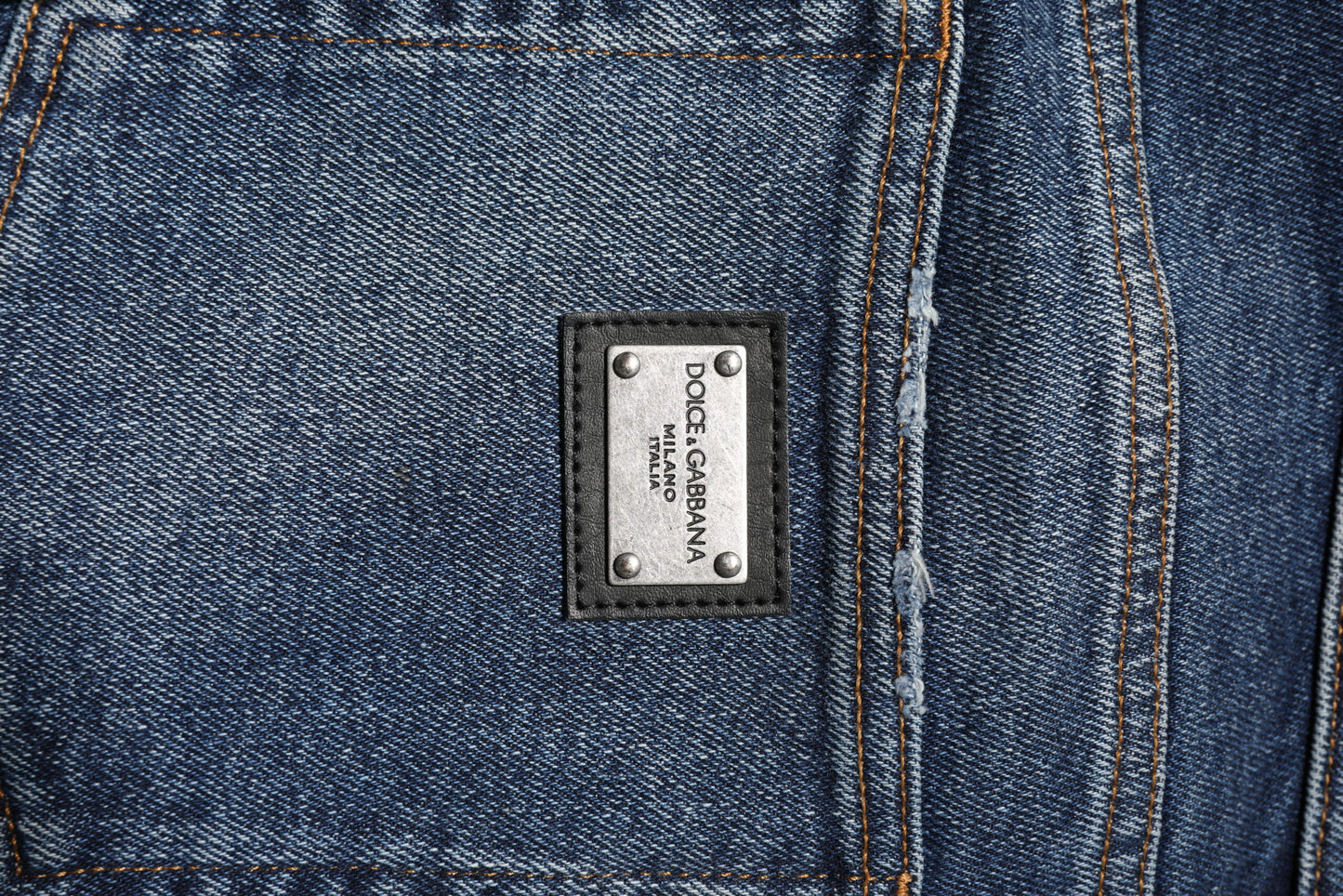Dolce & Gabbana – Gerade geschnittene Jeans aus Baumwolle mit mittlerer Taille in Blau