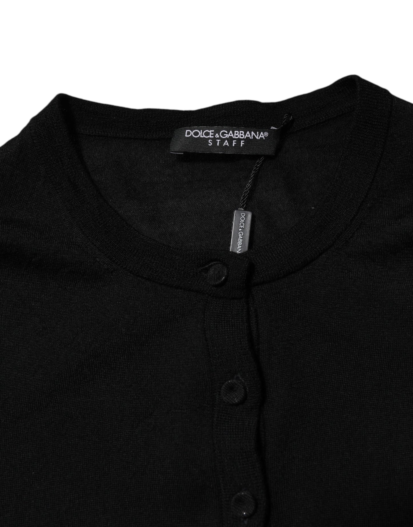 Dolce & Gabbana – Schwarzer Cardigan aus Wollstrick mit Rundhalsausschnitt