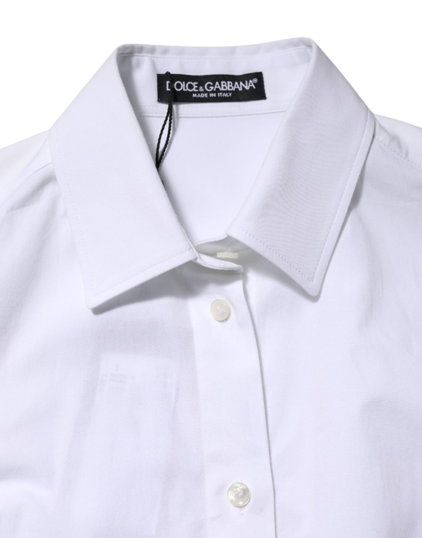 Dolce & Gabbana – Weißes Hemdoberteil aus Baumwolle mit langen Ärmeln und Kragen