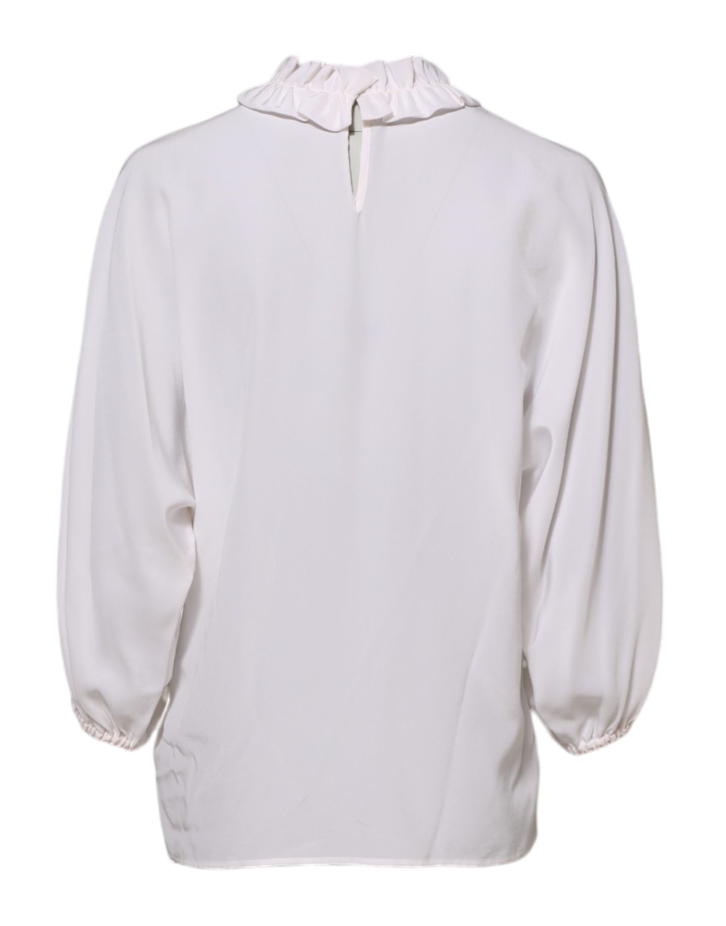 Dolce & Gabbana – Weiße Bluse mit Rüschenausschnitt und Pullover