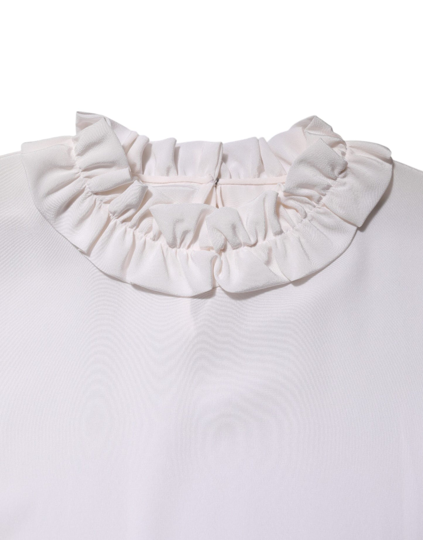 Dolce & Gabbana – Weiße Bluse mit Rüschenausschnitt und Pullover